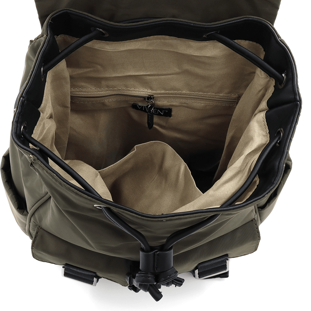 Női hátizsák szövetből, sok zsebbel - zöld