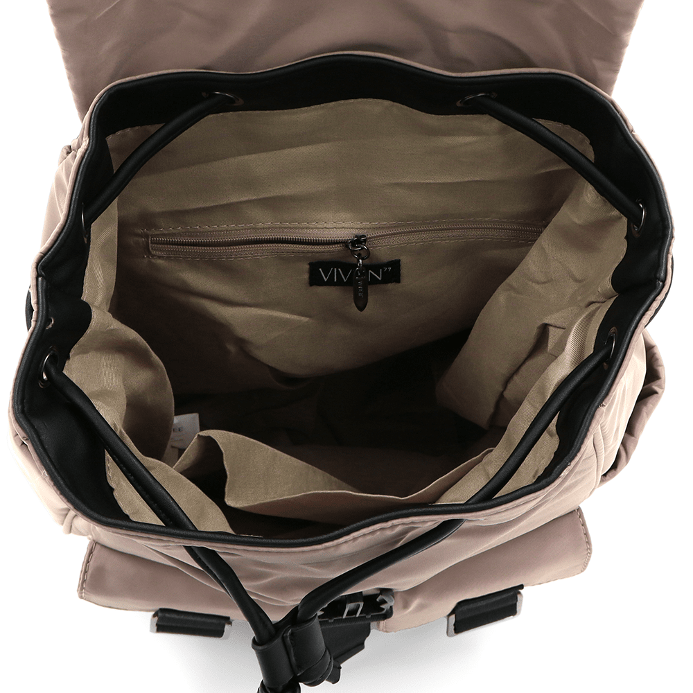 Női hátizsák szövetből, sok zsebbel - világosbarna