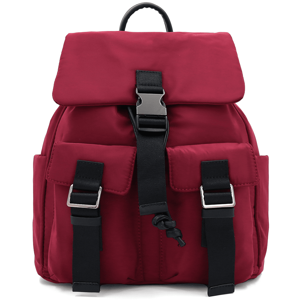 Női hátizsák szövetből, sok zsebbel - piros