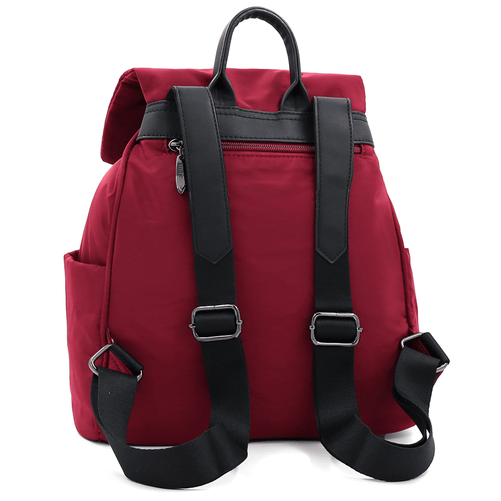 Női hátizsák szövetből, sok zsebbel - piros