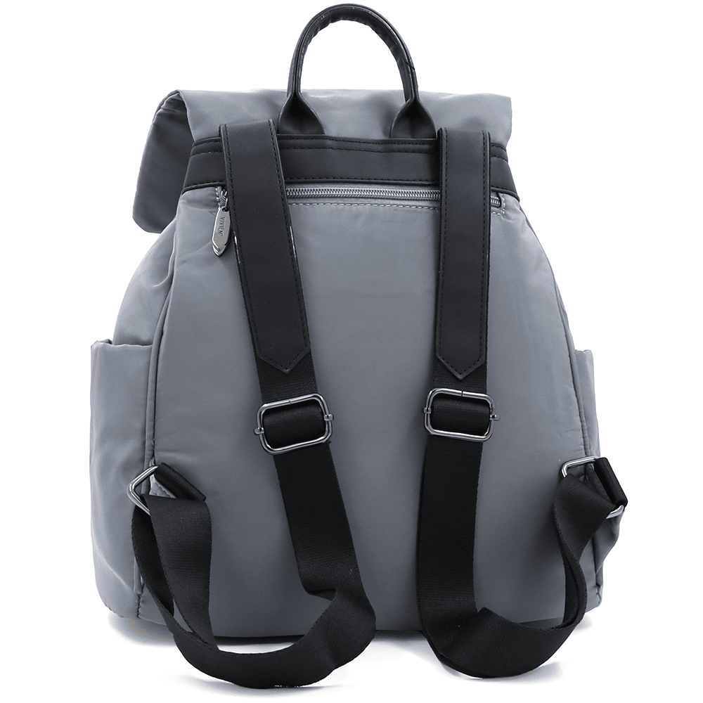 Női hátizsák szövetből, sok zsebbel - szürke