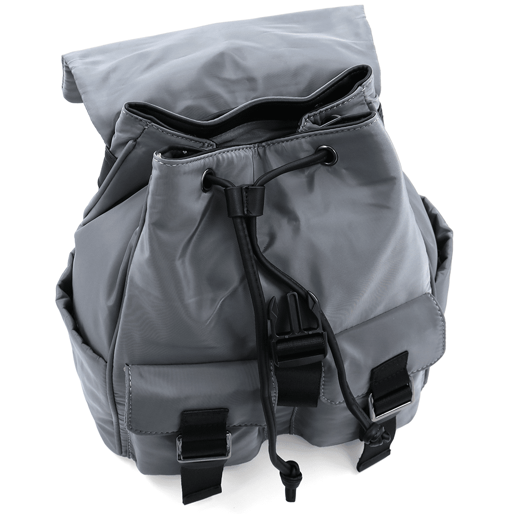 Női hátizsák szövetből, sok zsebbel - szürke