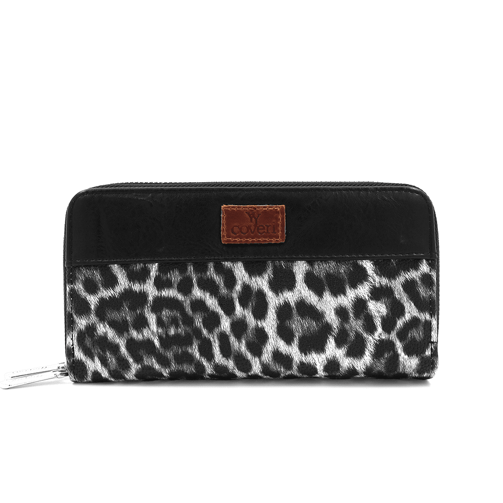 Nagy női pénztárca állatmintás - fekete/leopárd