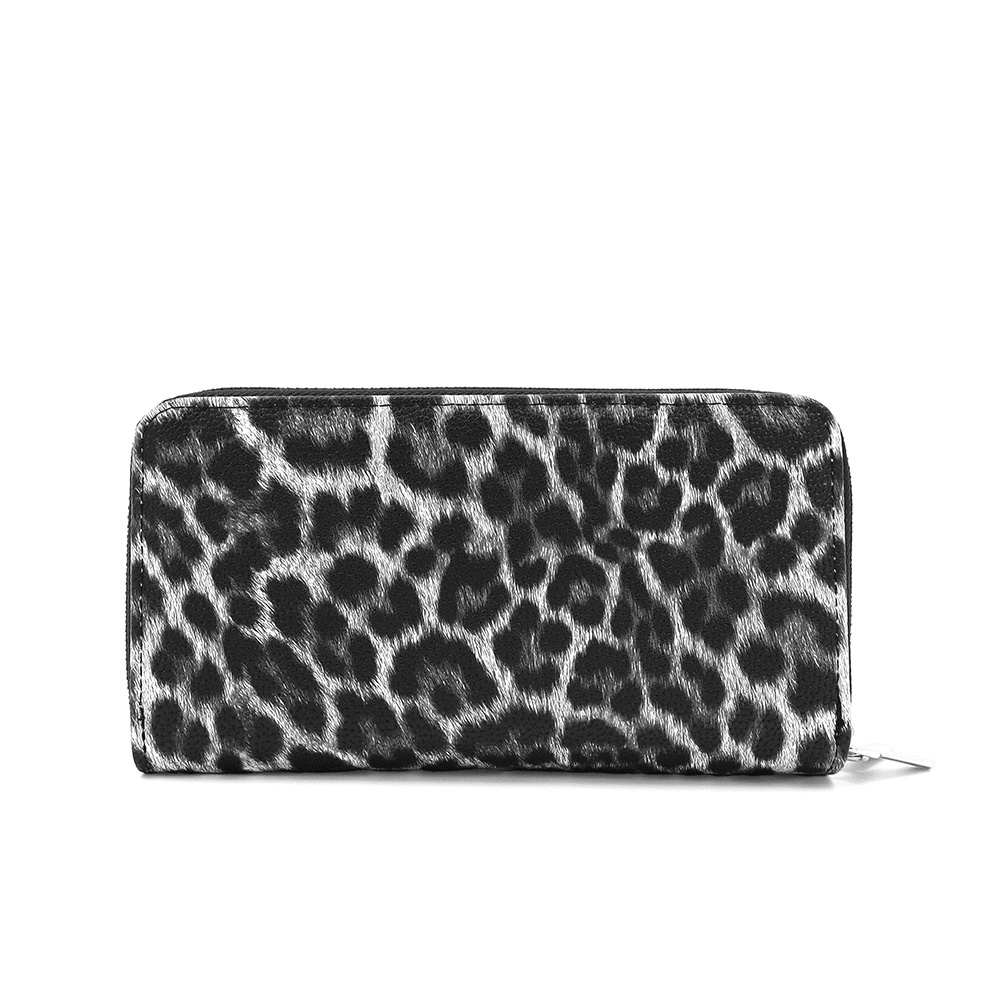 Nagy női pénztárca állatmintás - fekete/leopárd