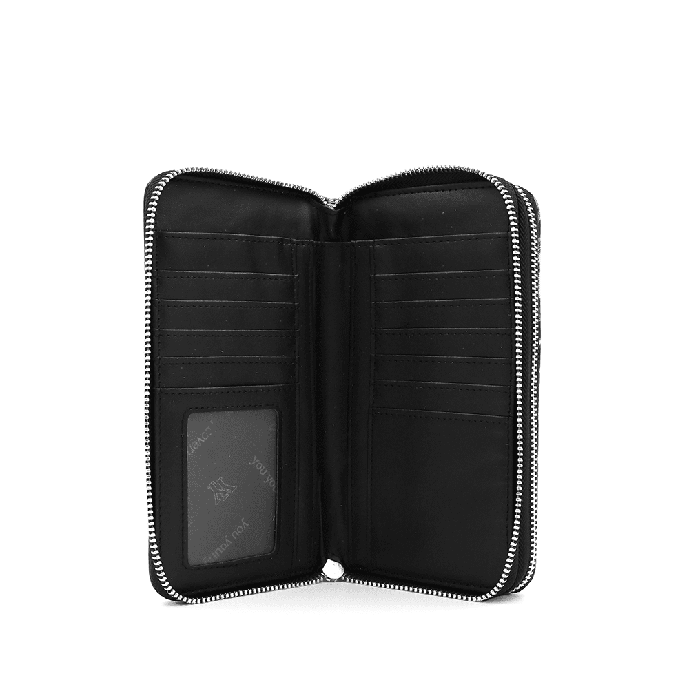 Nagy női pénztárca állatmintás - fekete/leopárd