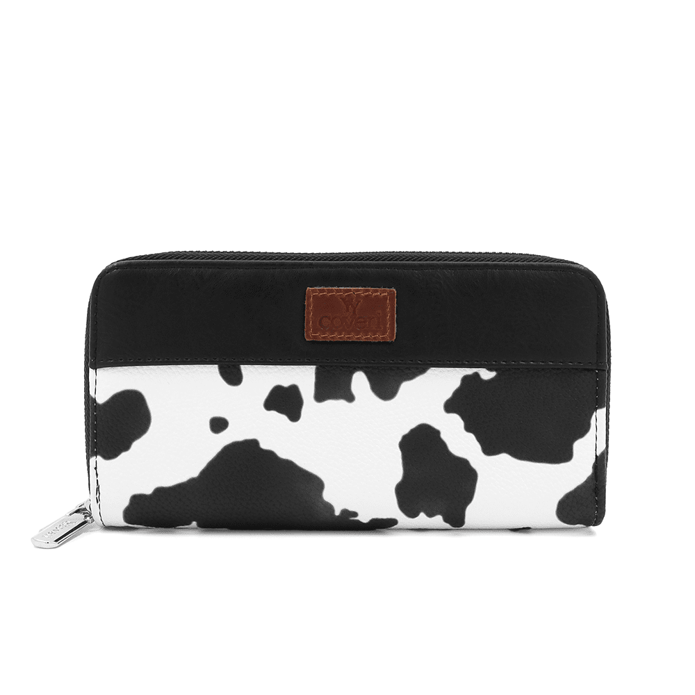 Nagy női pénztárca állatmintás nyomtatással - fekete/fehér