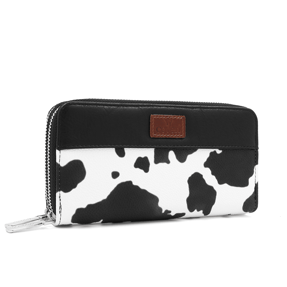 Nagy női pénztárca állatmintás nyomtatással - fekete/fehér