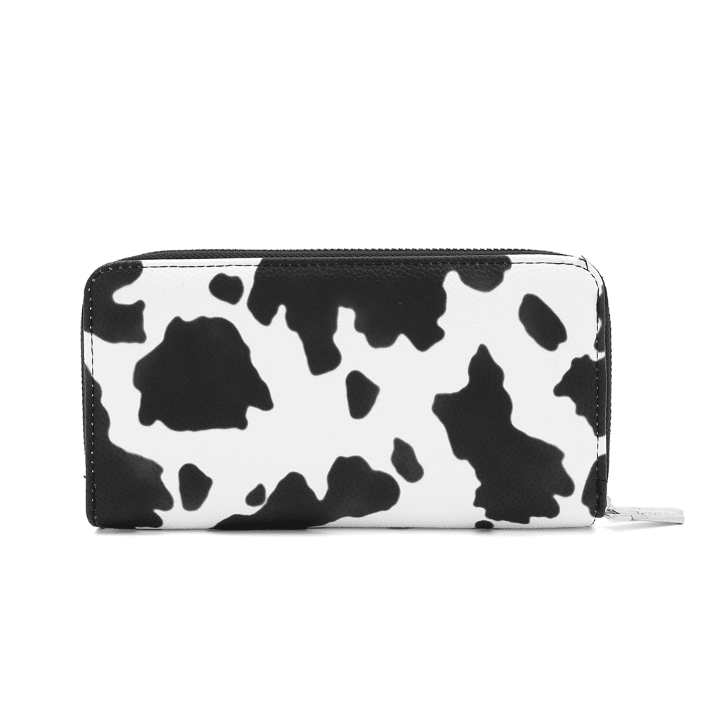 Nagy női pénztárca állatmintás nyomtatással - fekete/fehér