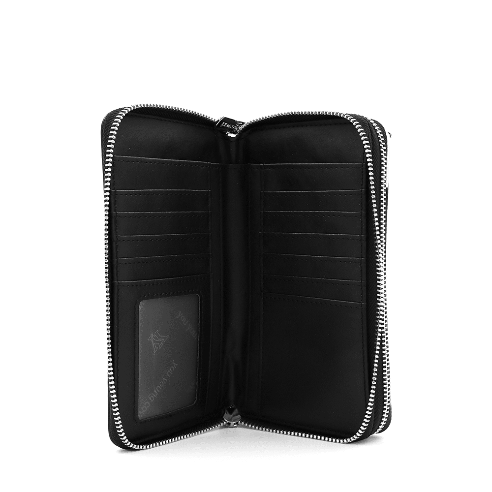 Nagy női pénztárca állatmintás nyomtatással - fekete/fehér