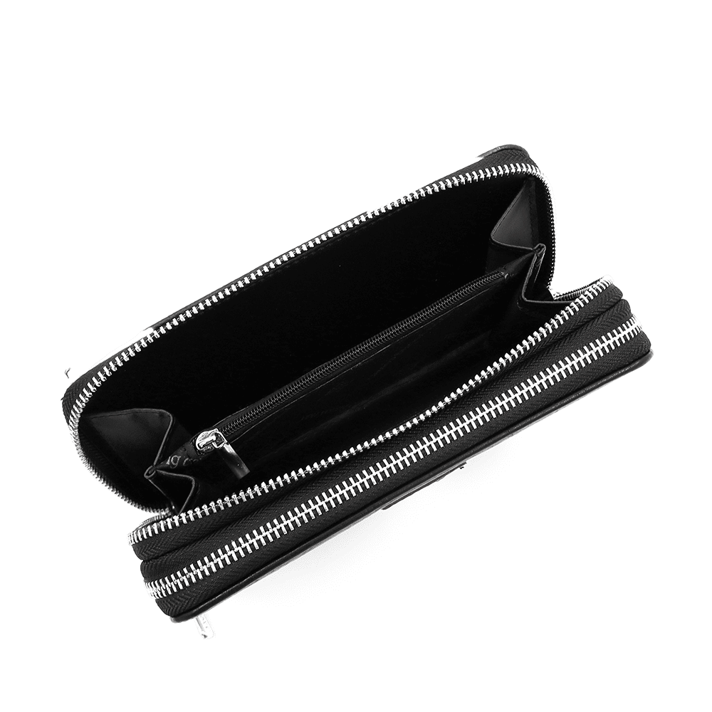 Nagy női pénztárca állatmintás nyomtatással - fekete/fehér