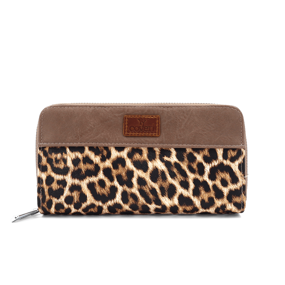 Nagy női pénztárca állatmintás - világosbarna/leopárd