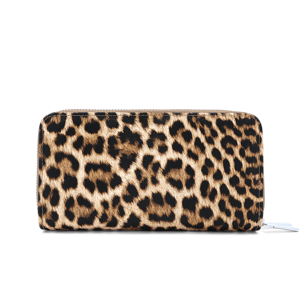 Nagy női pénztárca állatmintás - világosbarna/leopárd