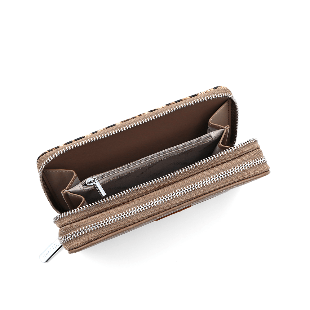 Nagy női pénztárca állatmintás - világosbarna/leopárd