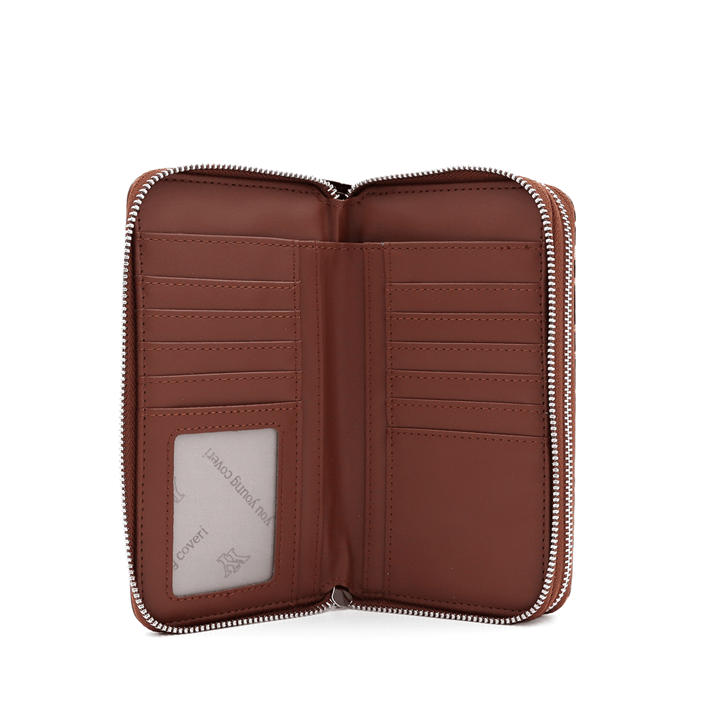 Nagy női pénztárca állatmintával - cserépkék/leopárd