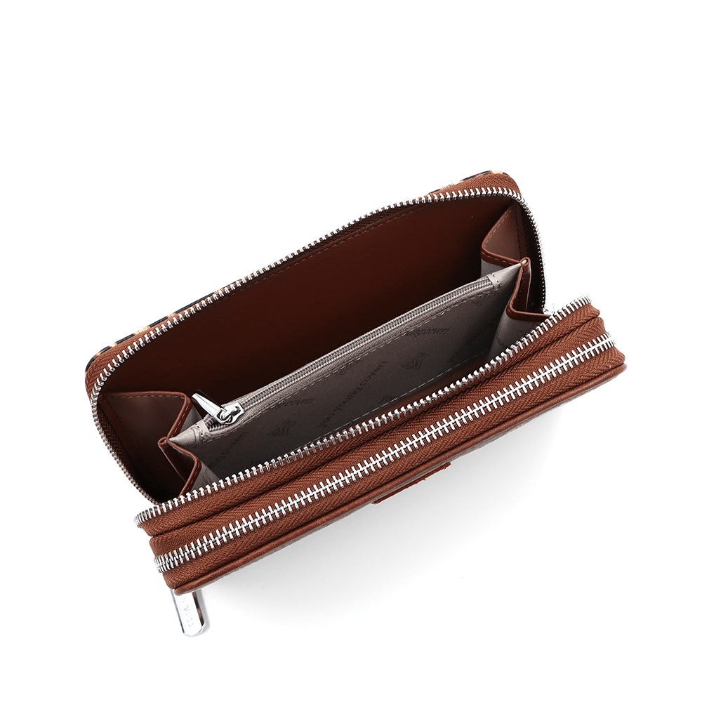 Nagy női pénztárca állatmintával - cserépkék/leopárd