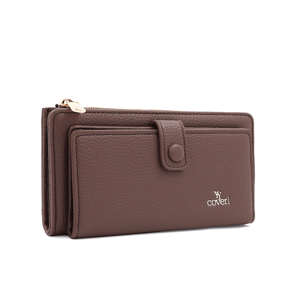 Női pénztárca beépített kártyatartóval - világosbarna