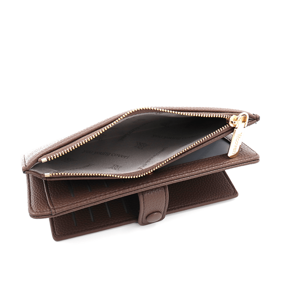 Női pénztárca beépített kártyatartóval - világosbarna