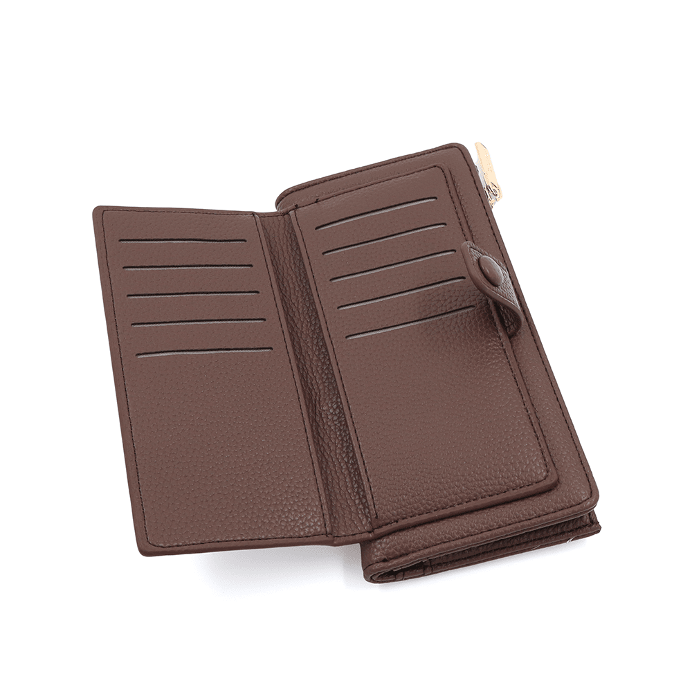 Női pénztárca beépített kártyatartóval - világosbarna