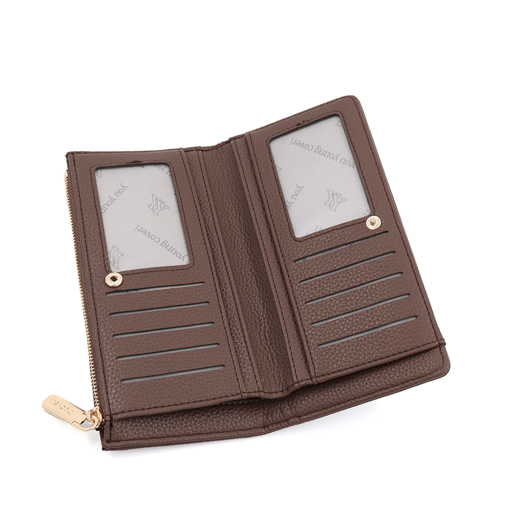 Női pénztárca beépített kártyatartóval - világosbarna