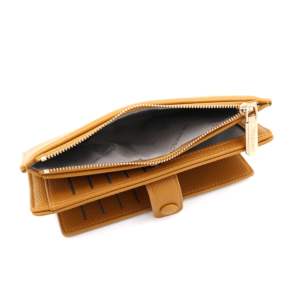 Női pénztárca beépített kártyatartóval - mustársárga