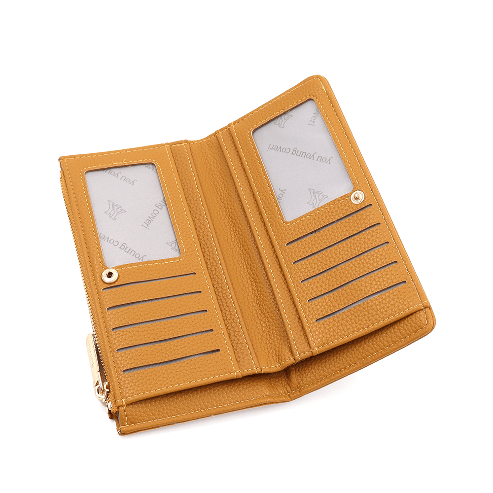Női pénztárca beépített kártyatartóval - mustársárga