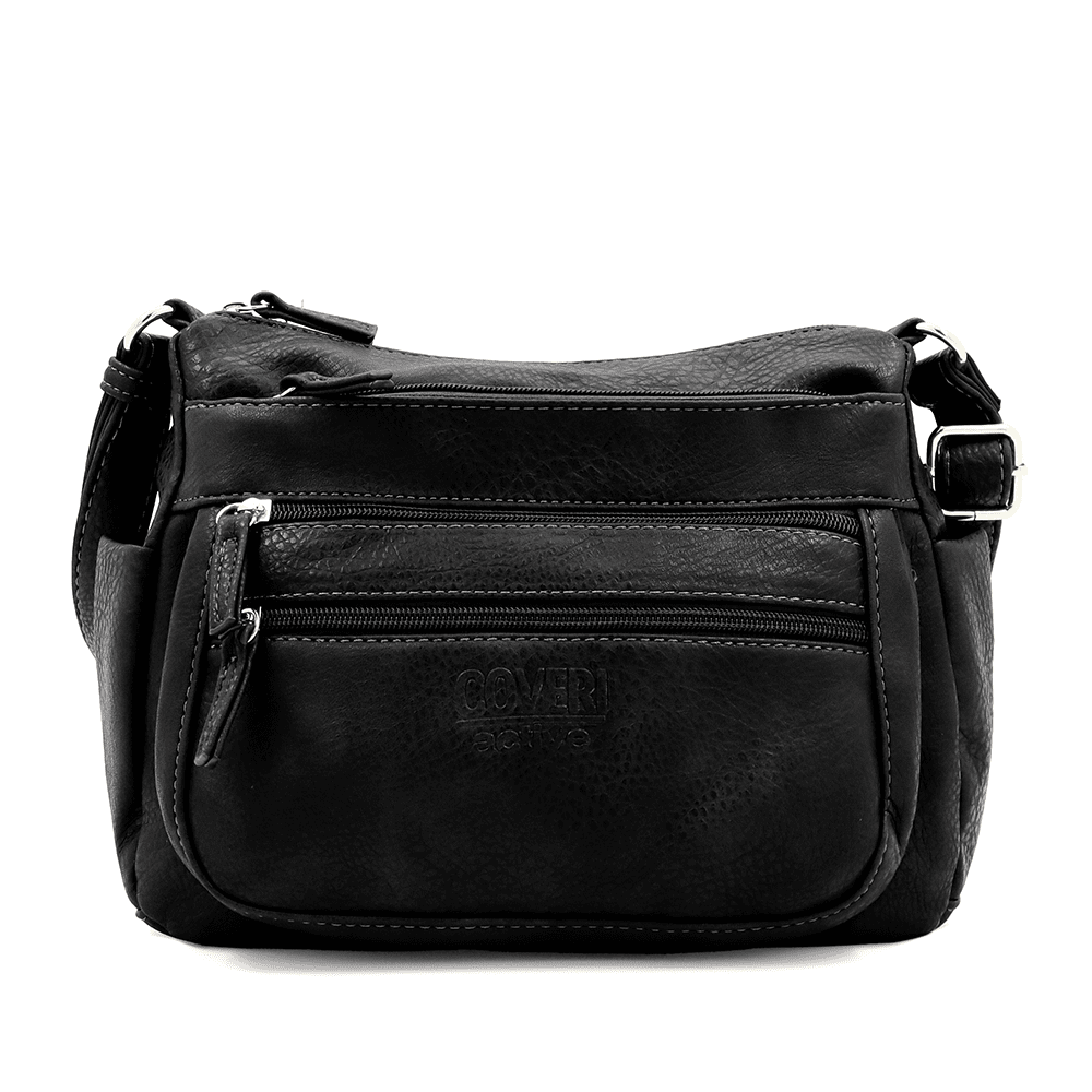 Női válltáska sok zsebbel Magi - fekete