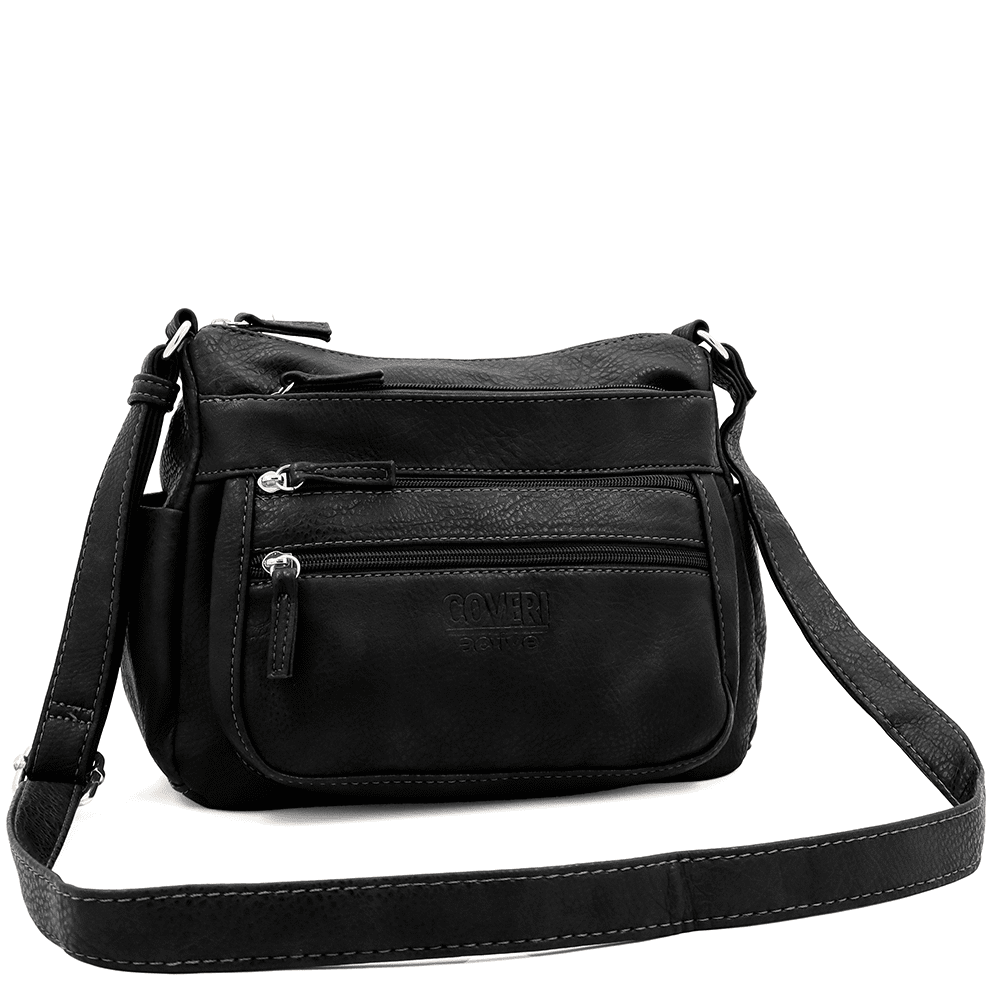 Női válltáska sok zsebbel Magi - fekete