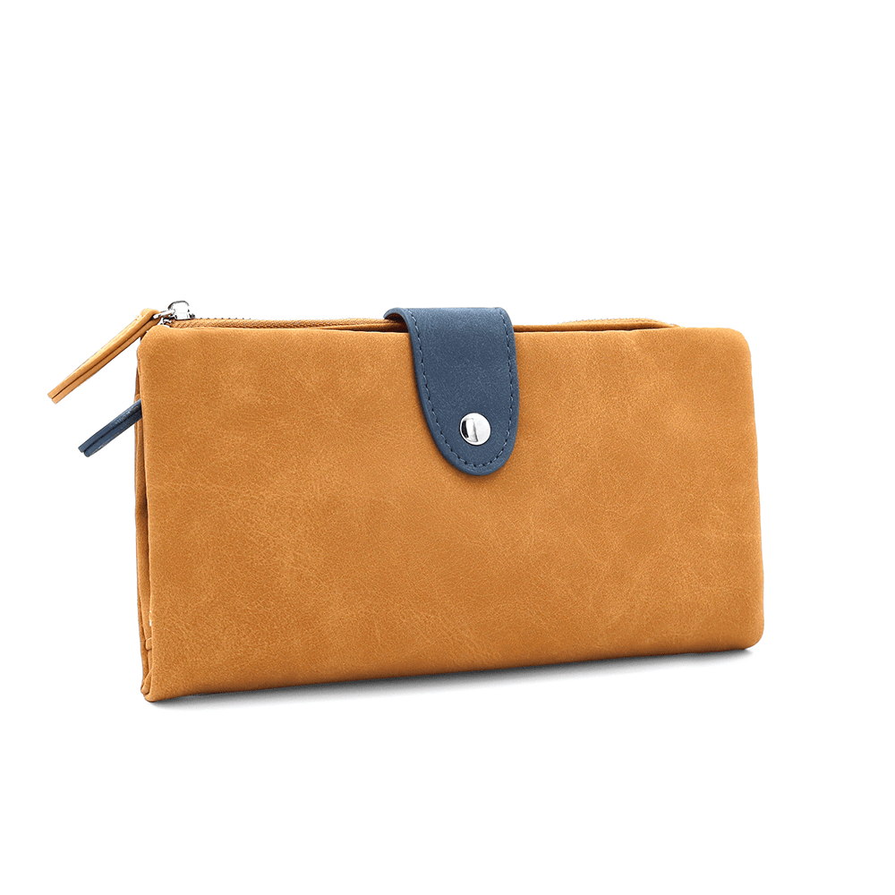 Nagy női pénztárca levehető kártyatartóval - mustársárga