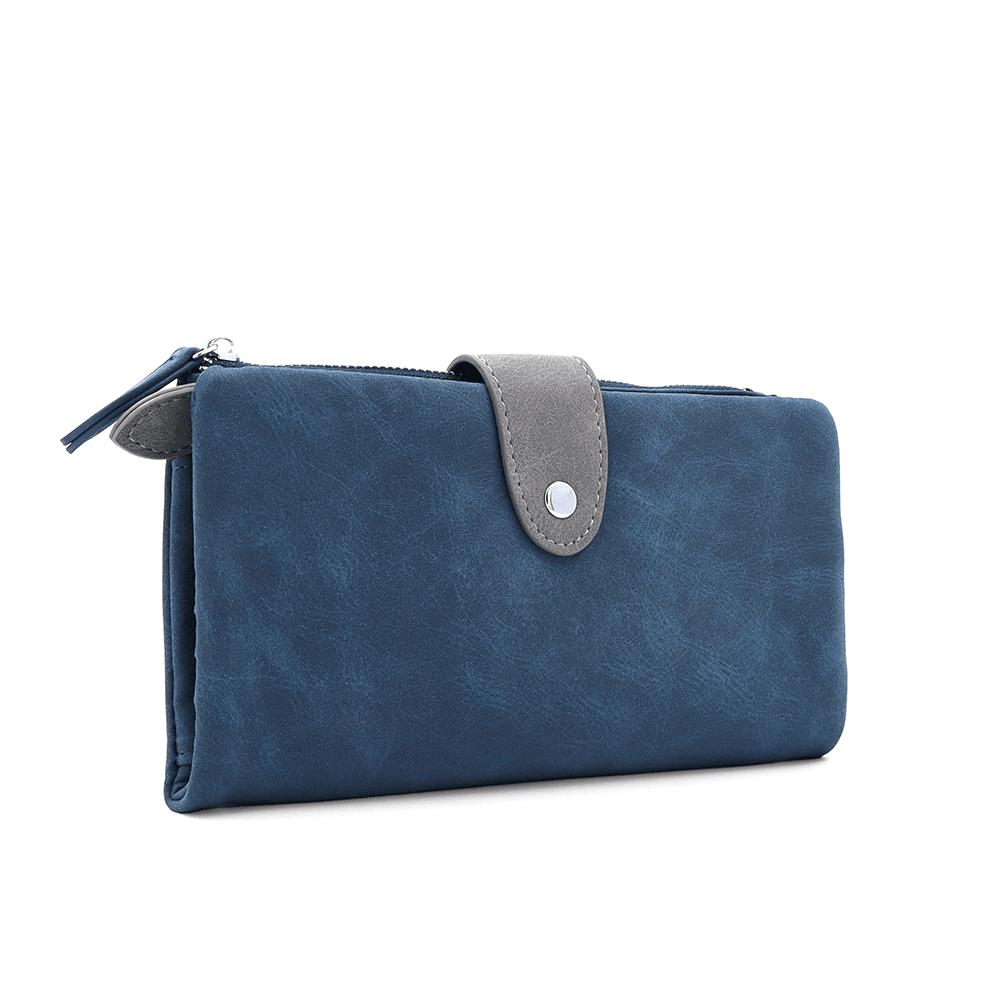 Nagy női pénztárca levehető kártyatartóval - kék