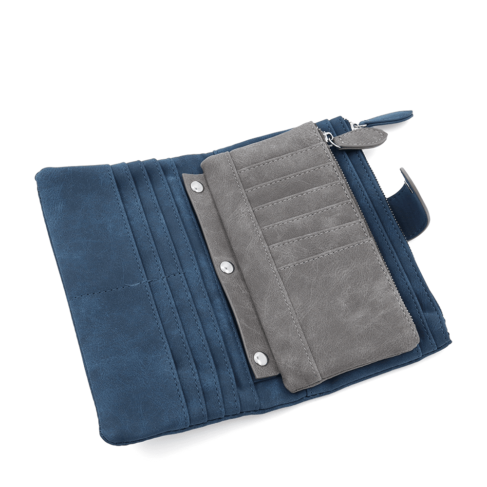 Nagy női pénztárca levehető kártyatartóval - kék