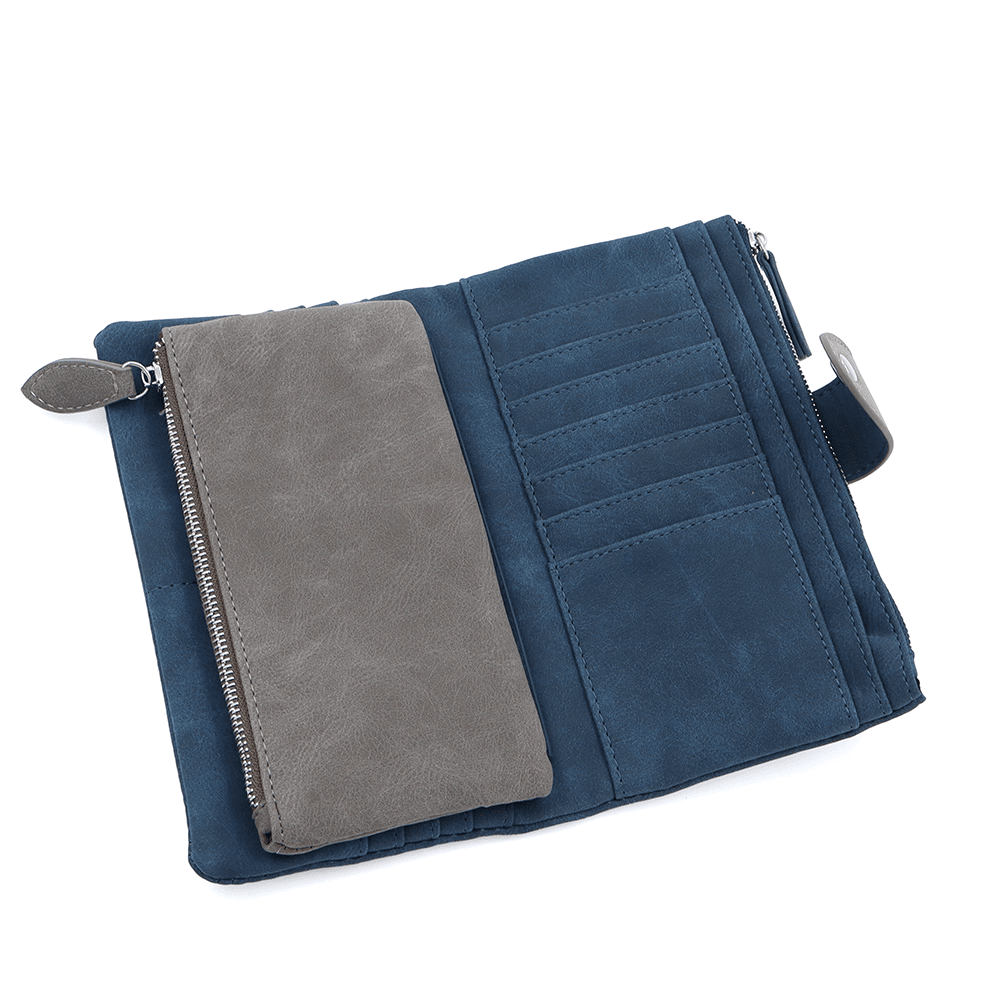 Nagy női pénztárca levehető kártyatartóval - kék