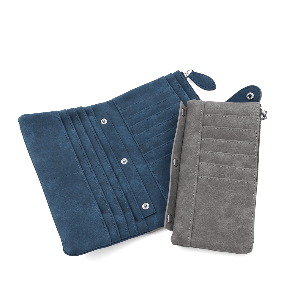 Nagy női pénztárca levehető kártyatartóval - kék