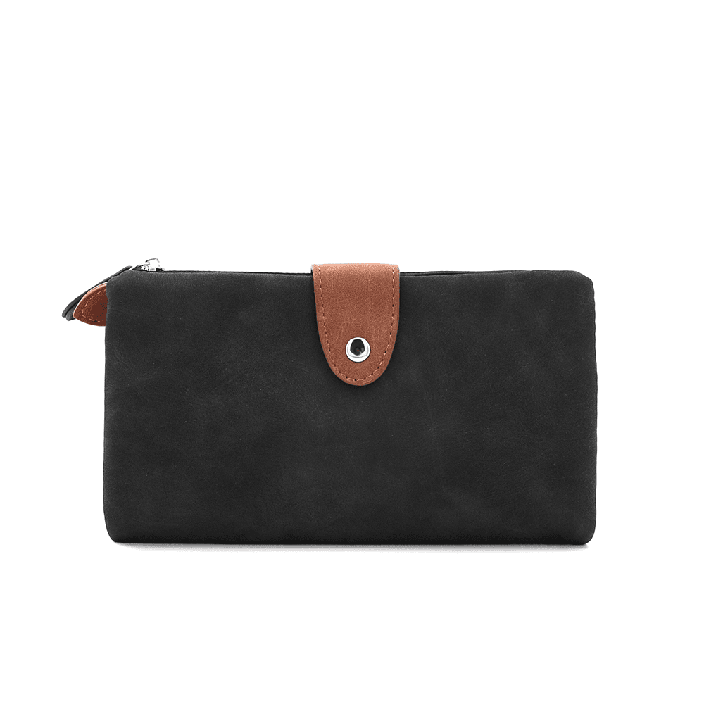 Nagy női pénztárca levehető kártyatartóval - fekete