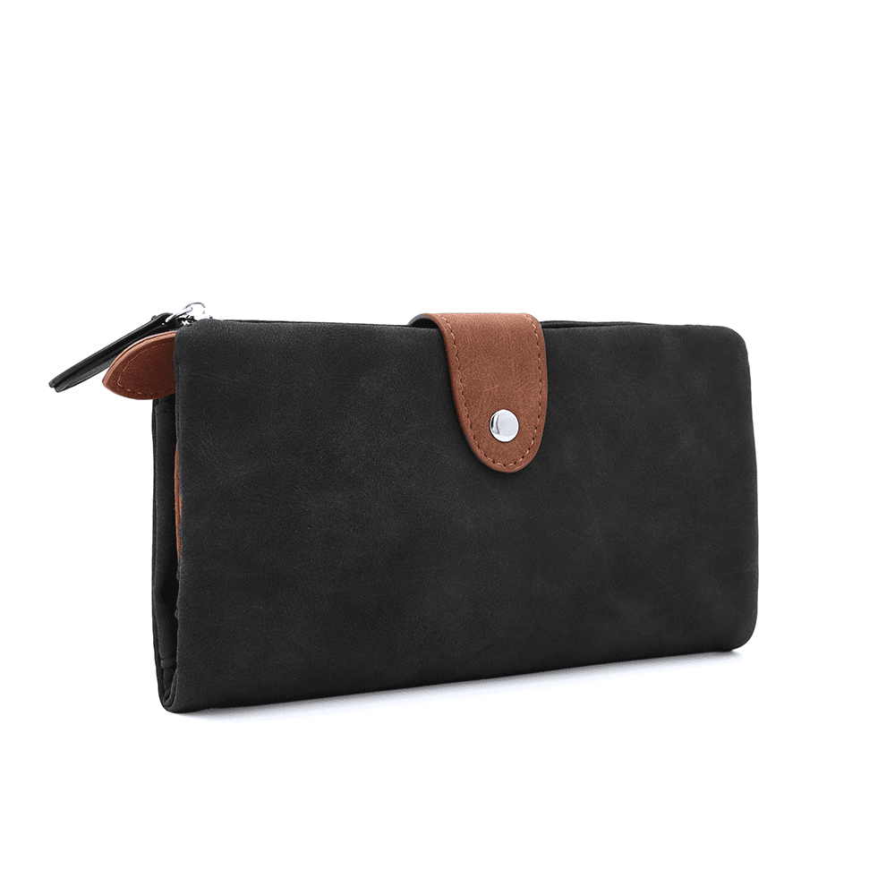 Nagy női pénztárca levehető kártyatartóval - fekete