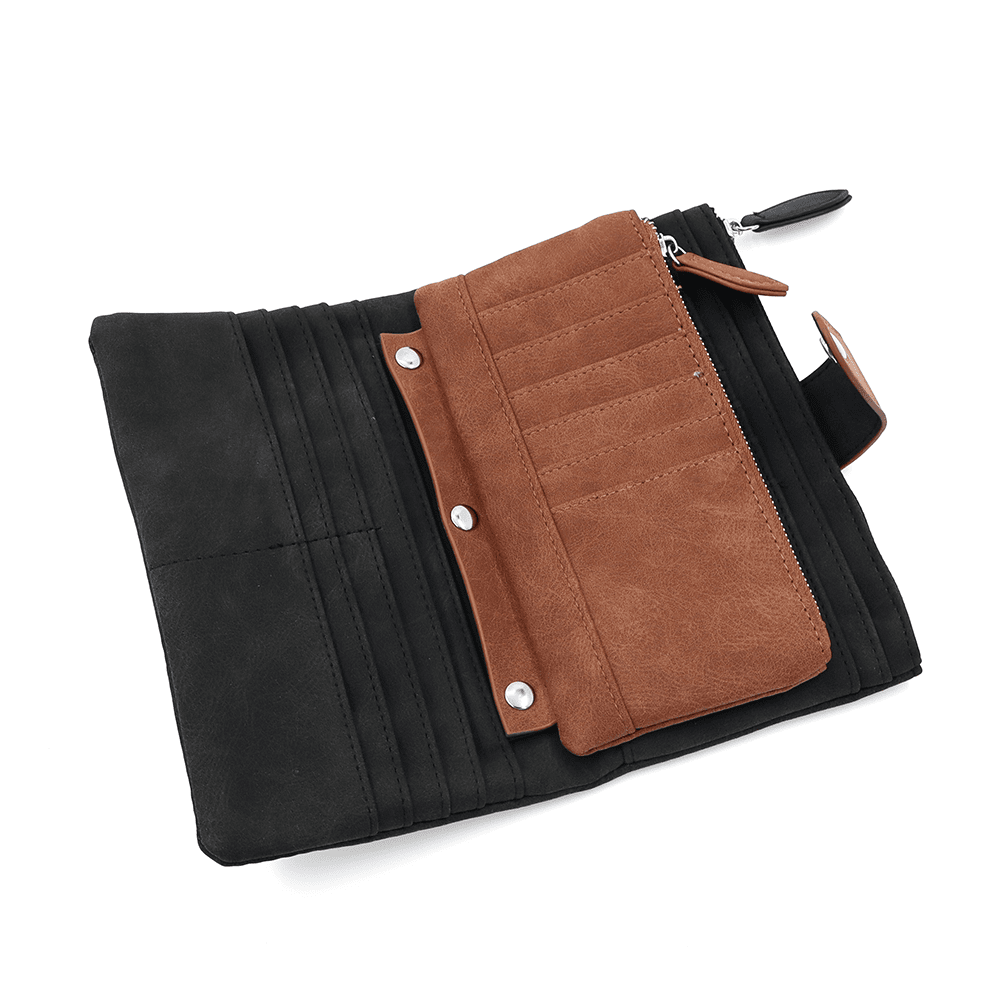 Nagy női pénztárca levehető kártyatartóval - fekete