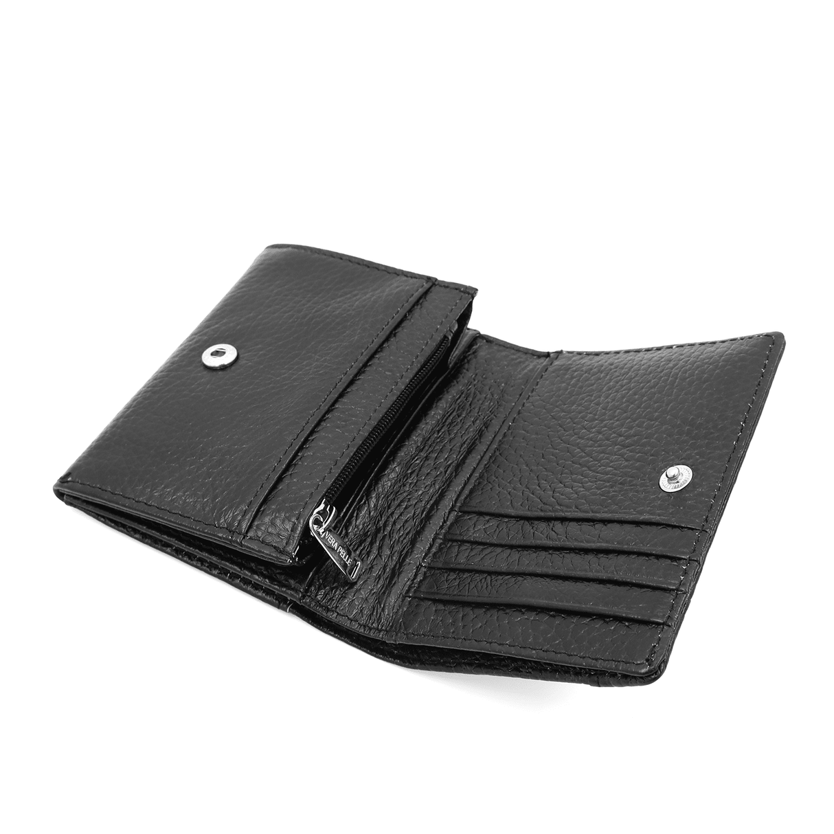 Kompakt pénztárca természetes bőrből - fekete