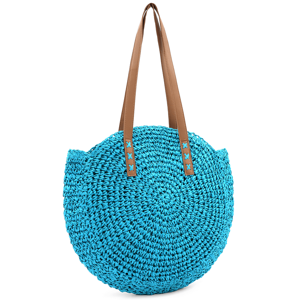 Nagy raffia táska Boho - türkiz