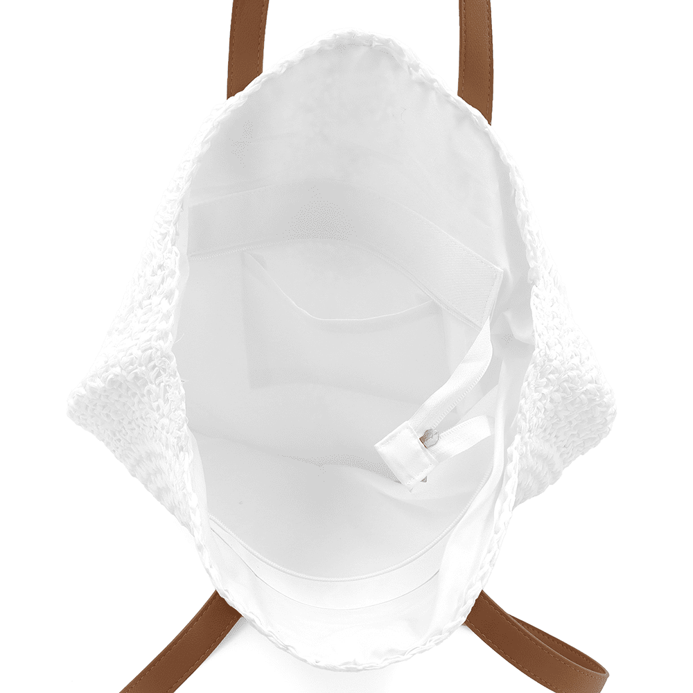 Nagy raffia táska Boho - fehér