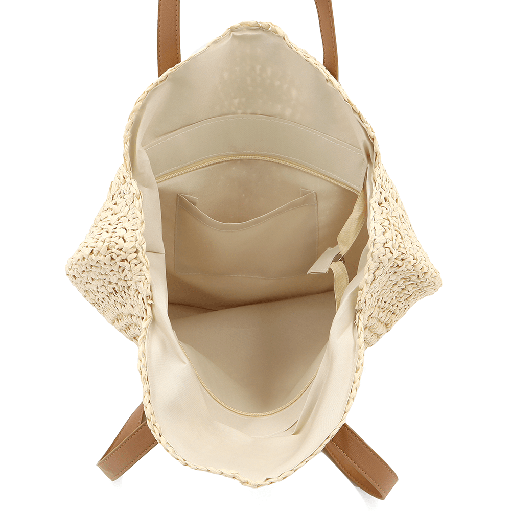 Nagy raffia táska Boho - bézs