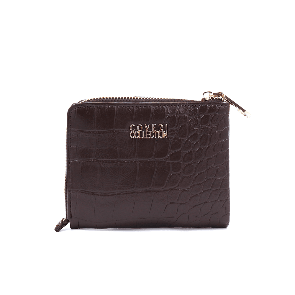 Női pénztárca krokodil mintával - barna
