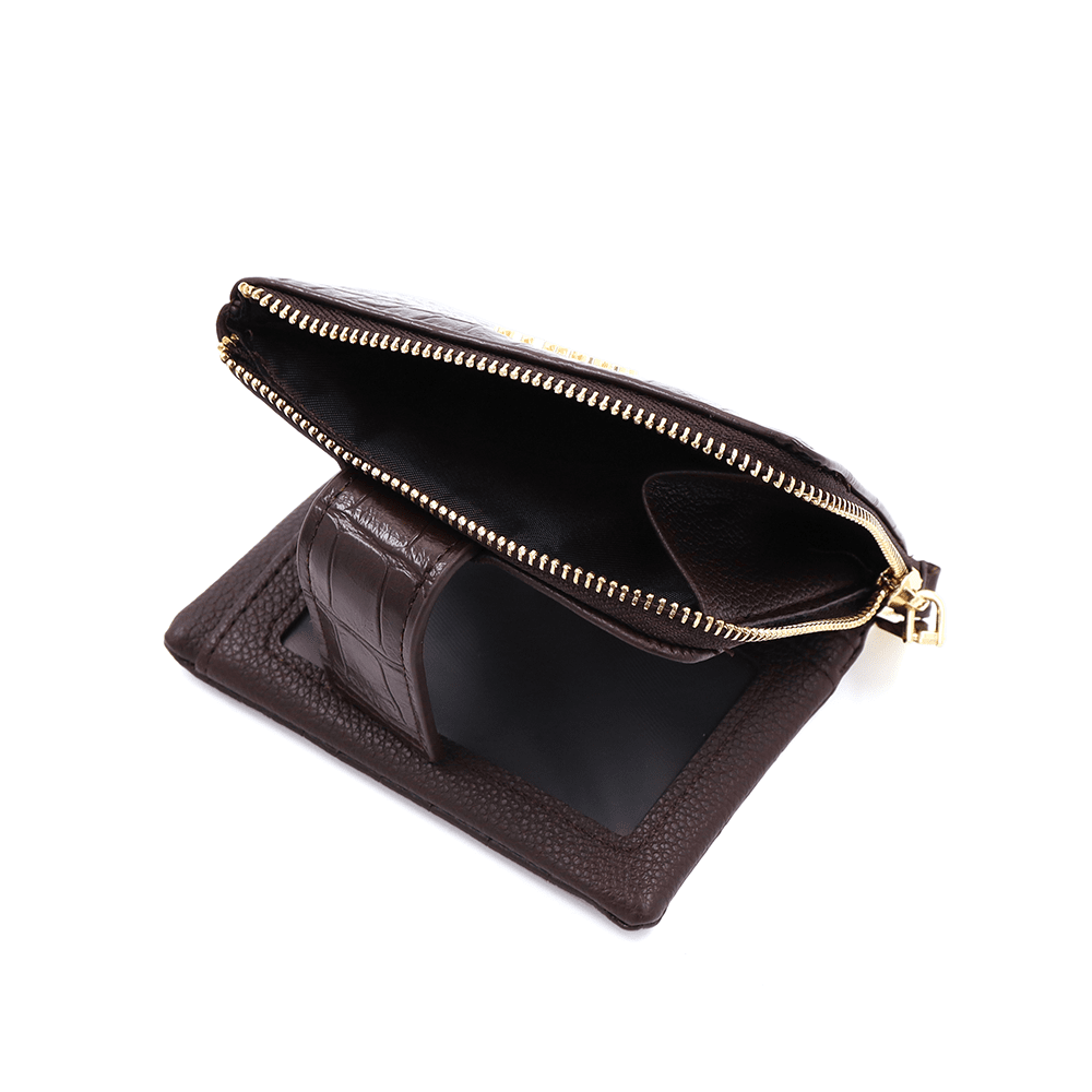 Női pénztárca krokodil mintával - barna