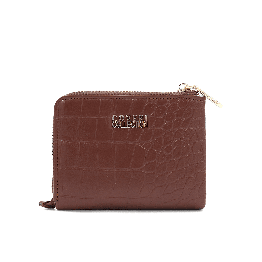 Női pénztárca krokodil mintával - cserépbarna