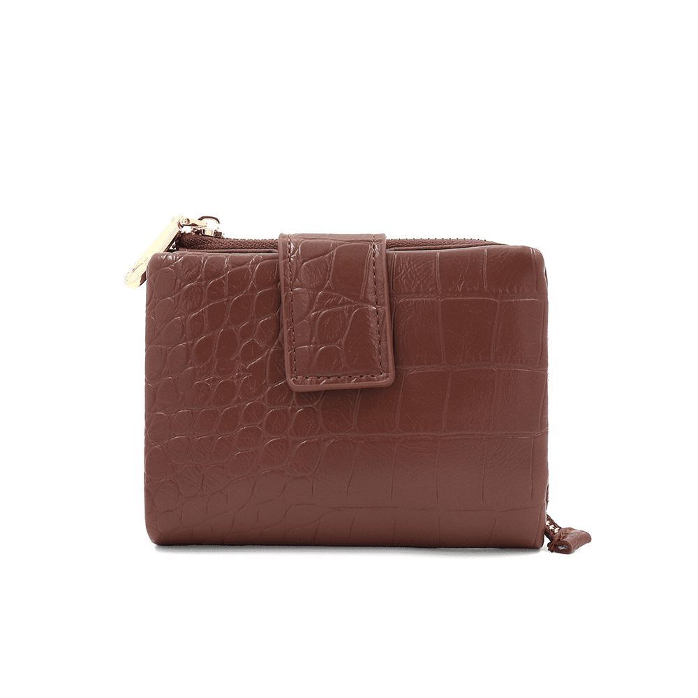 Női pénztárca krokodil mintával - cserépbarna