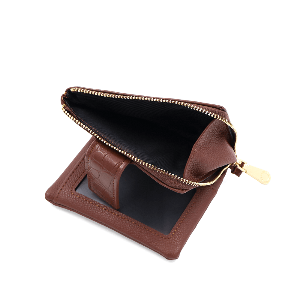 Női pénztárca krokodil mintával - cserépbarna