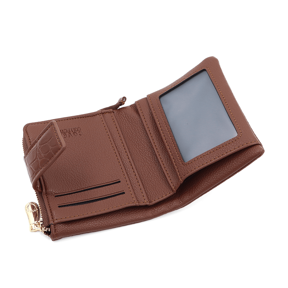 Női pénztárca krokodil mintával - cserépbarna