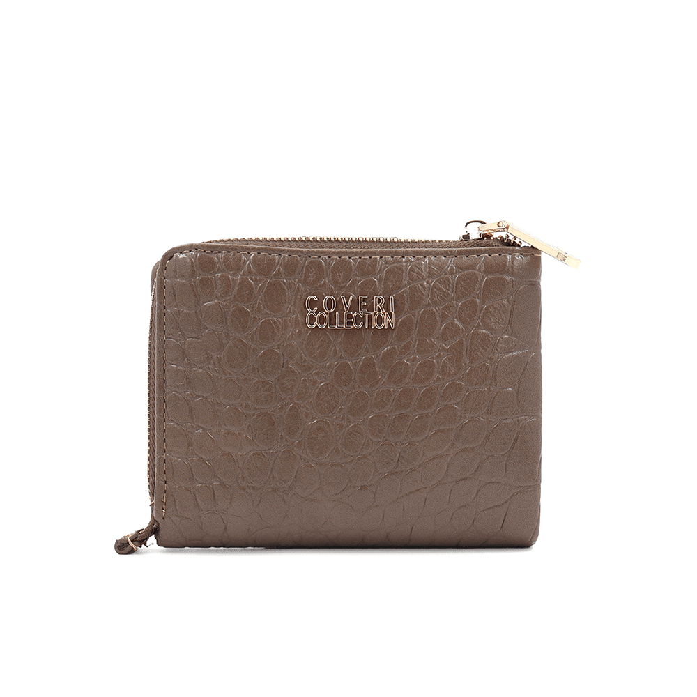 Női pénztárca krokodil mintával - világosbarna