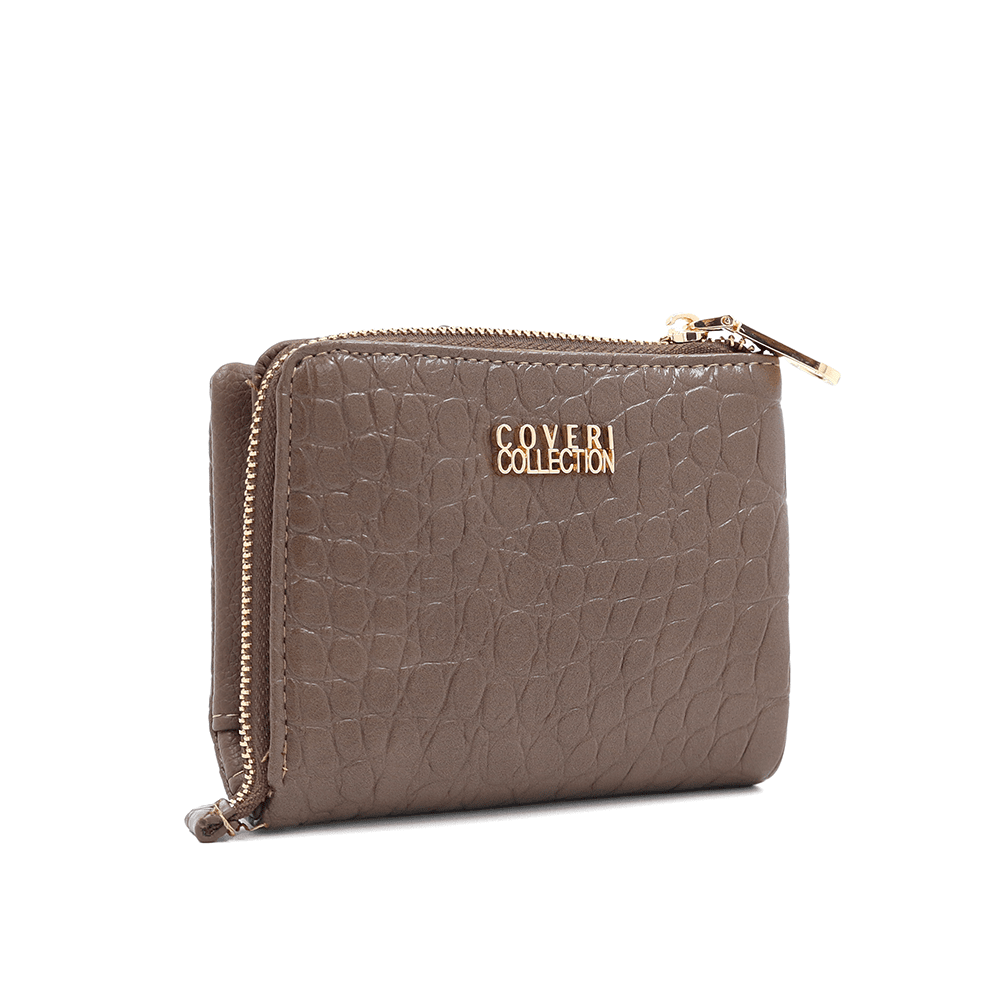 Női pénztárca krokodil mintával - világosbarna