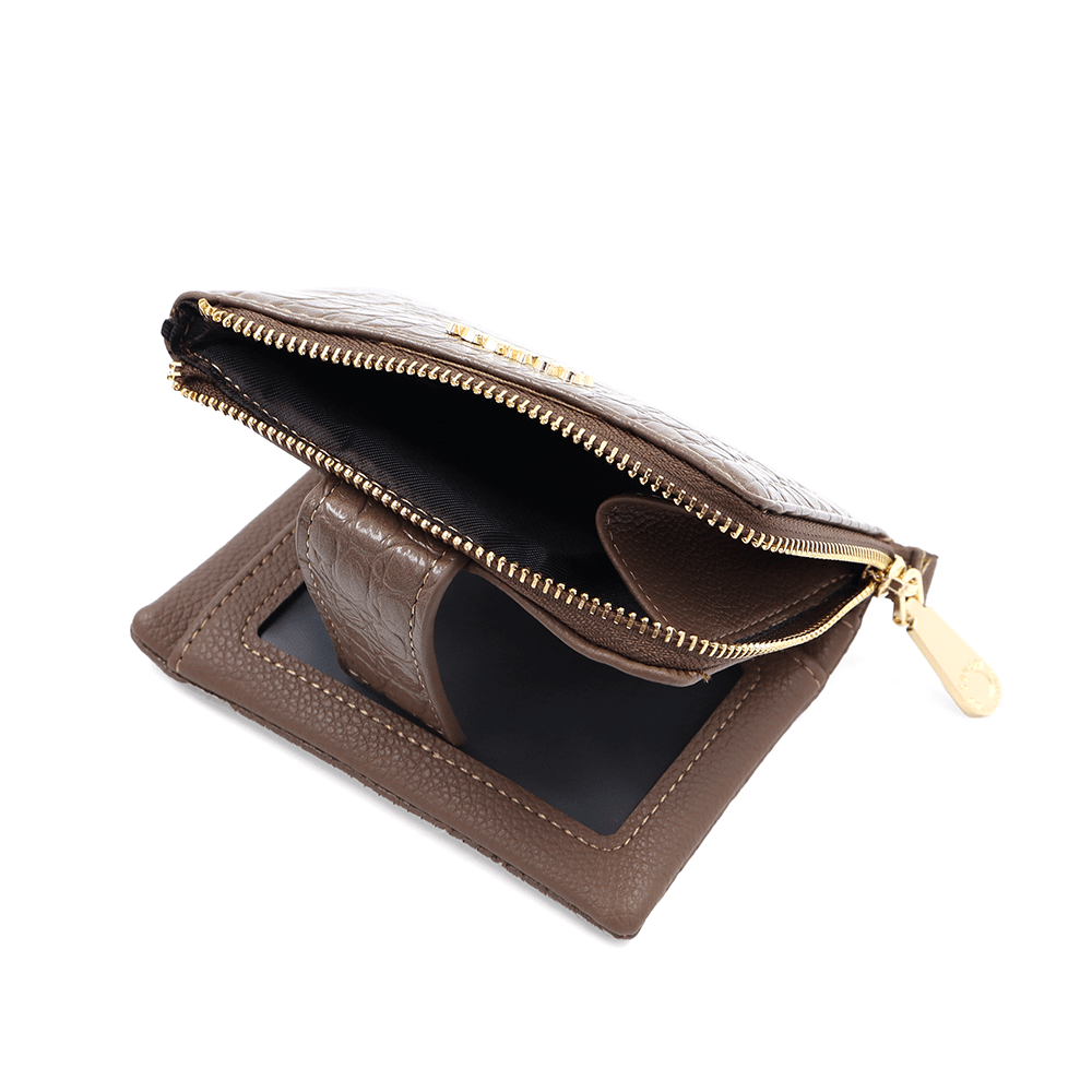 Női pénztárca krokodil mintával - világosbarna