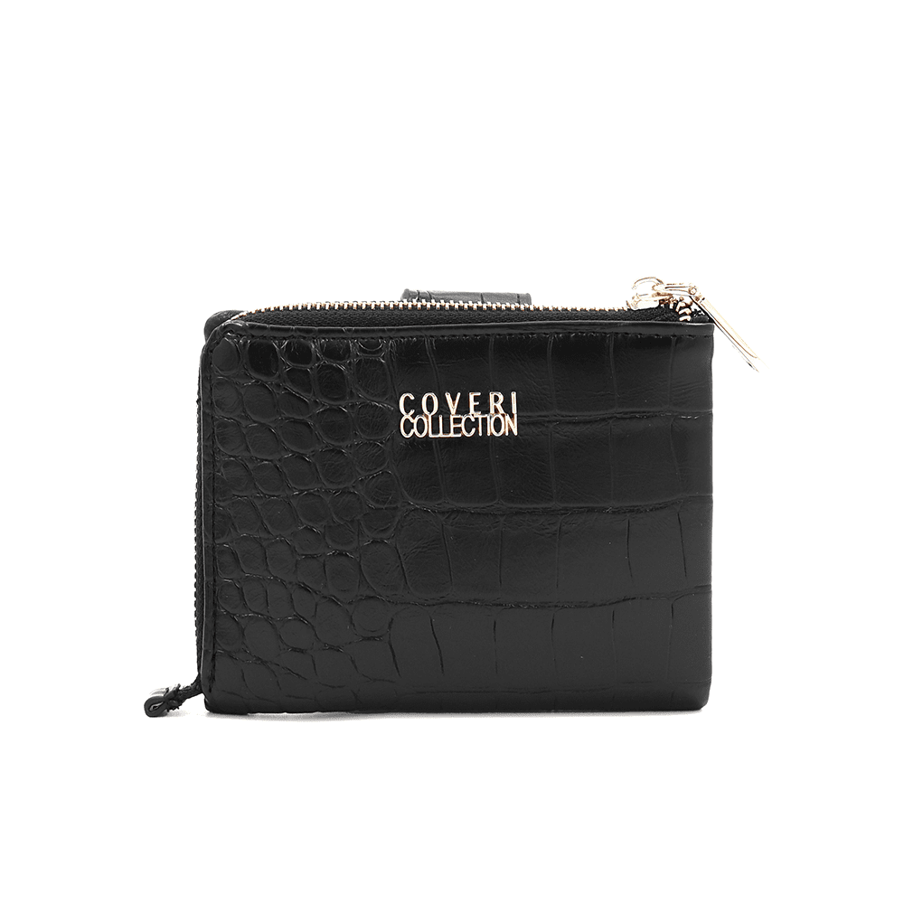 Női pénztárca krokodil mintával - fekete