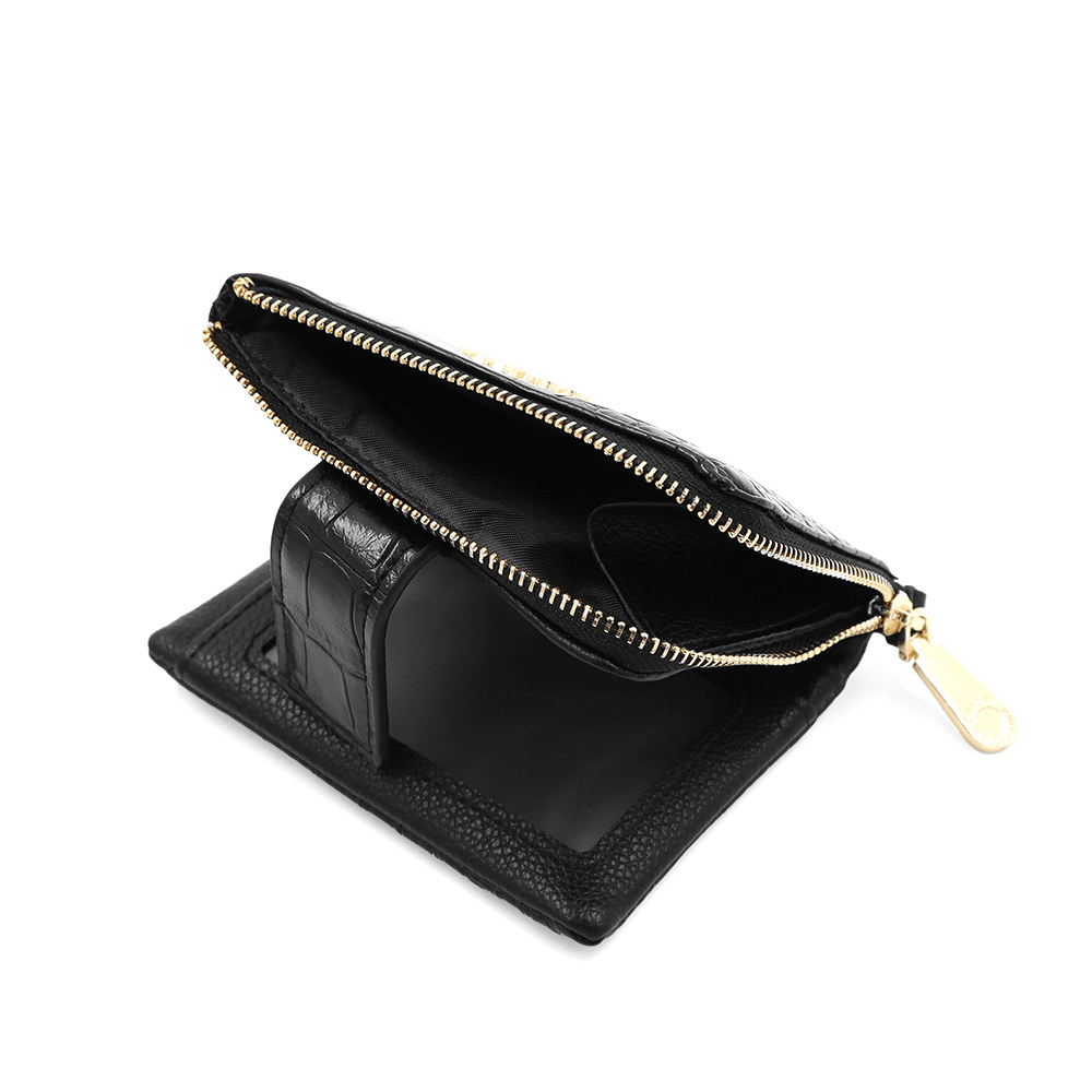 Női pénztárca krokodil mintával - fekete